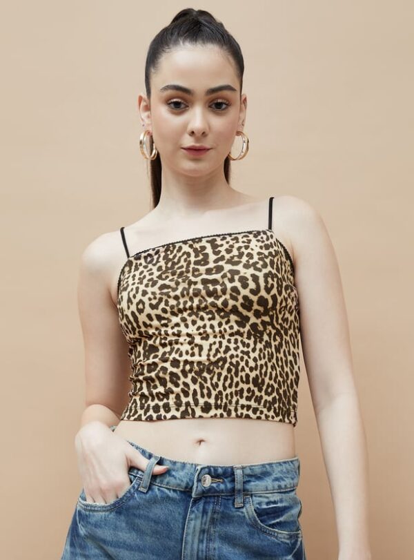 Animal Print Crop Cami Top