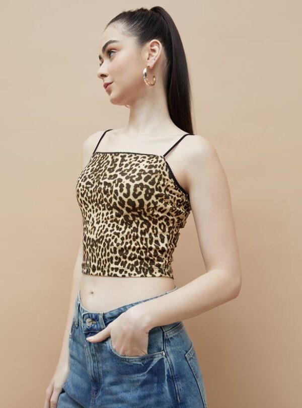 Animal Print Crop Cami Top - Image 2