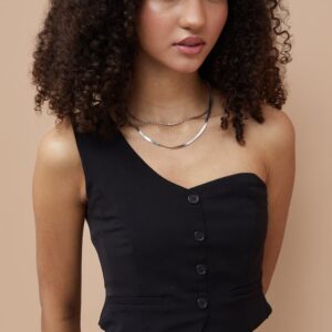 Solid One-Shoulder Crop Top
