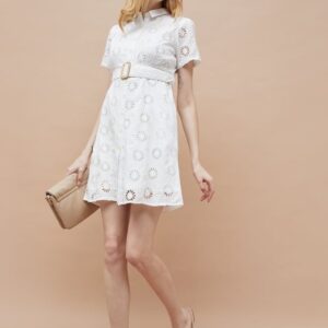 Schiffli Shirt Dress with Belt