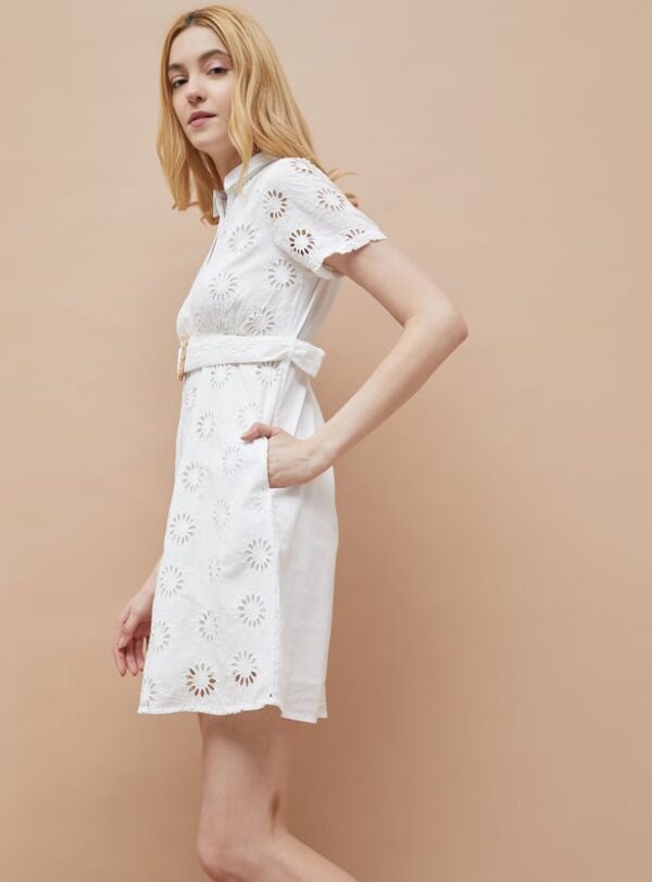 Schiffli Shirt Dress with Belt - Image 2
