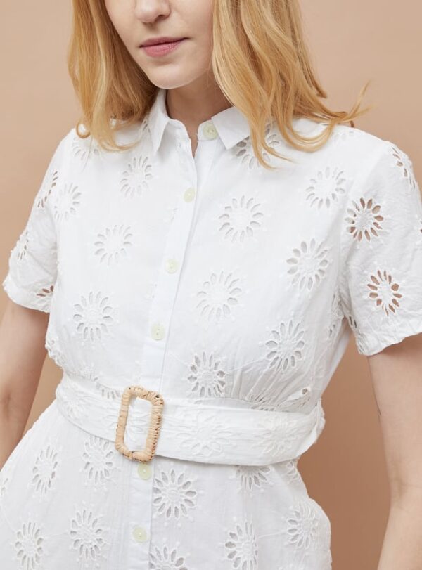 Schiffli Shirt Dress with Belt - Image 3