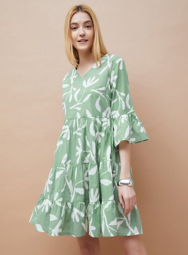 Floral Printed Tiered Dress - Image 2