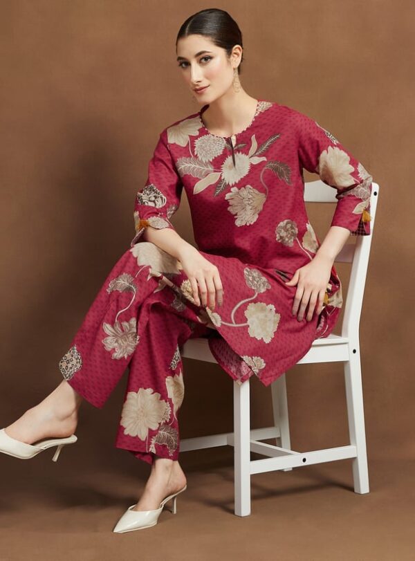 Floral Print Straight Pants - Image 3