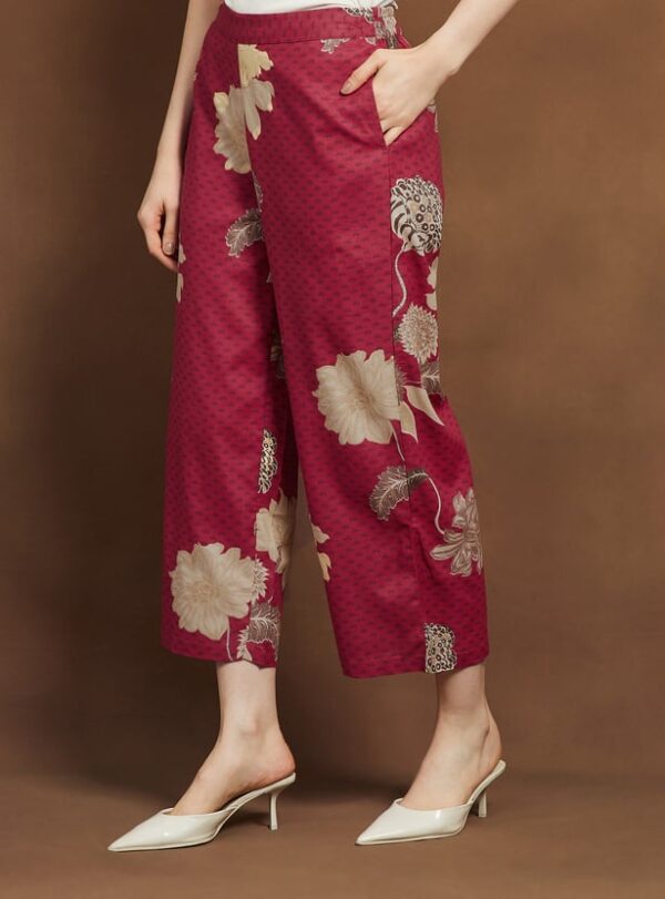 Floral Print Straight Pants - Image 4
