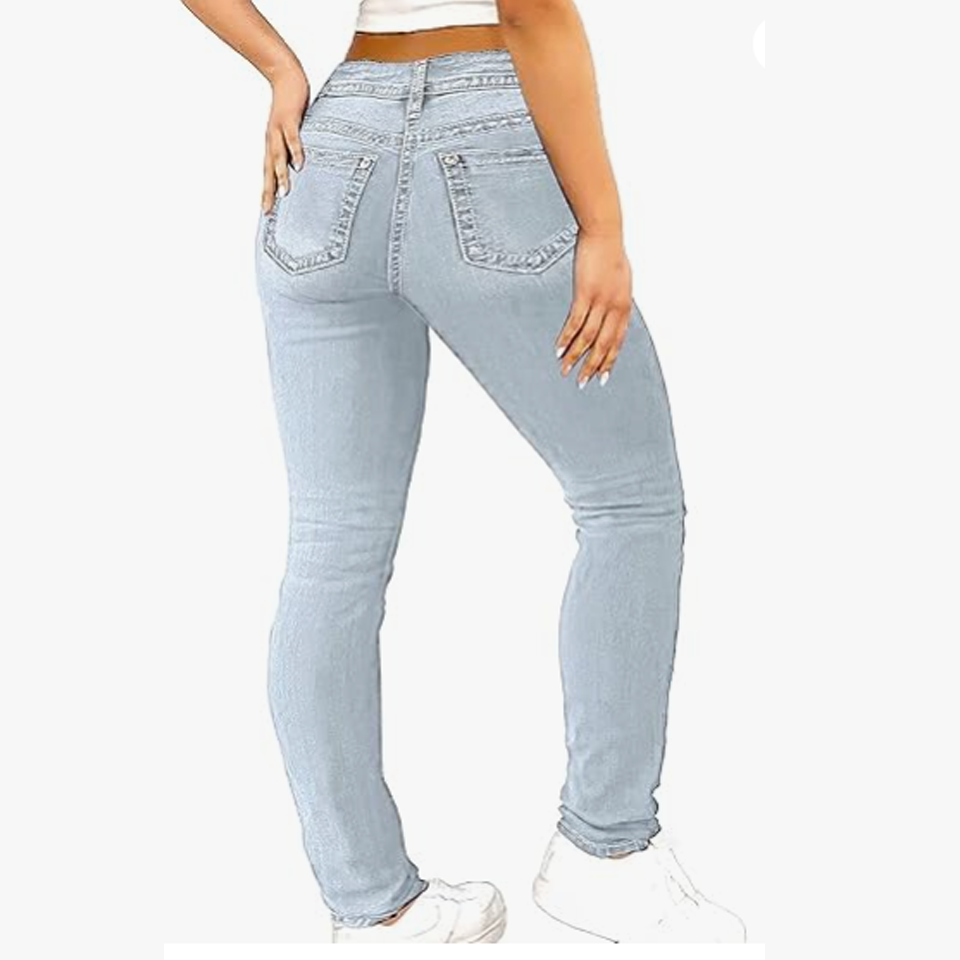 Women's Butt Lifting Skinny Leg Jeans Stretchy Tummy Control Mid Rise Denim Jeans - Image 3